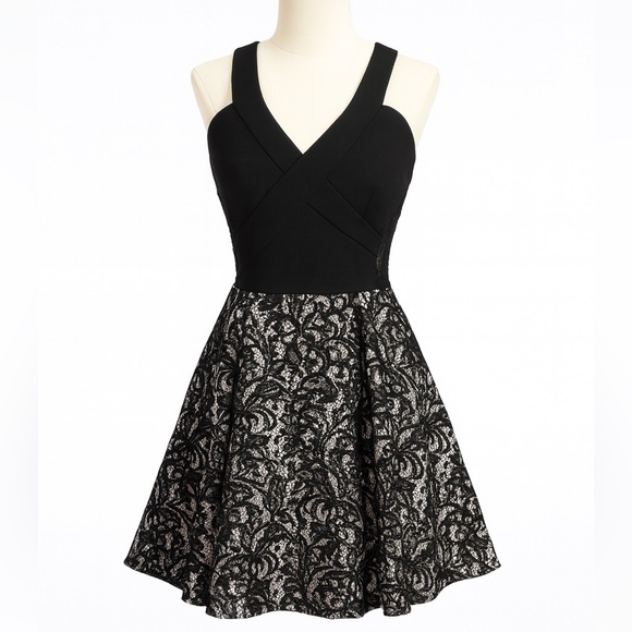 Crystal Doll Dresses & Skirts - Crystal Doll Black and White Lace Formal Mini Dress Homecoming Prom